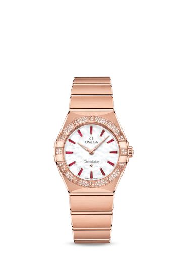 Omega Constellation Manhattan 28 Quartz Sedna Gold / MOP - Emerald / Diamond